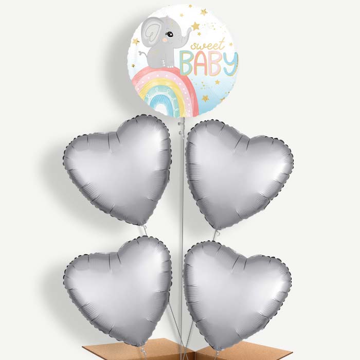 Sweet Baby Elephant Helium Cluster Balloons | Party Save Smile