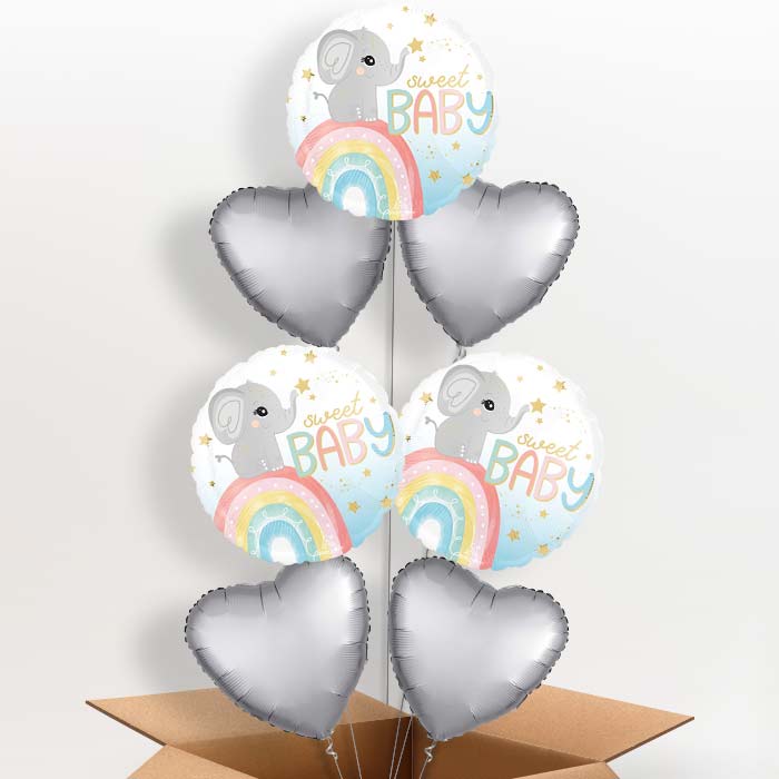 Sweet Baby Elephant Helium Balloon in a Box - 7 Balloons | Party Save Smile