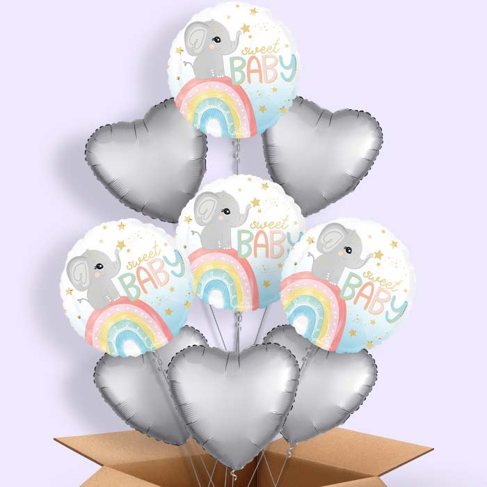 Sweet Baby Elephant Helium Balloon in a Box - 9 Balloons | Party Save Smile