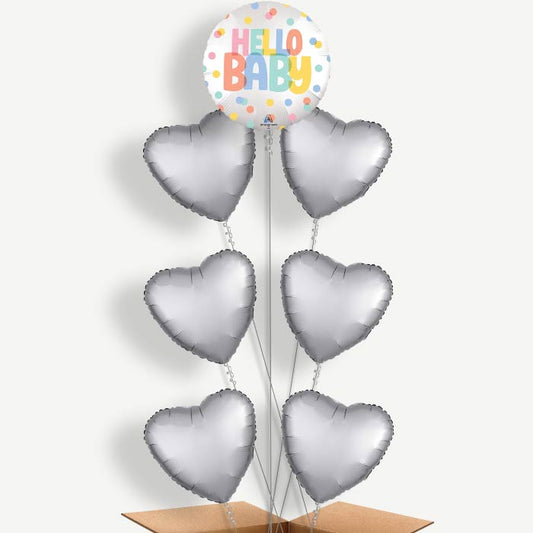 Polka Dot Hello Baby Helium Balloon Arrangement | Party Save Smile