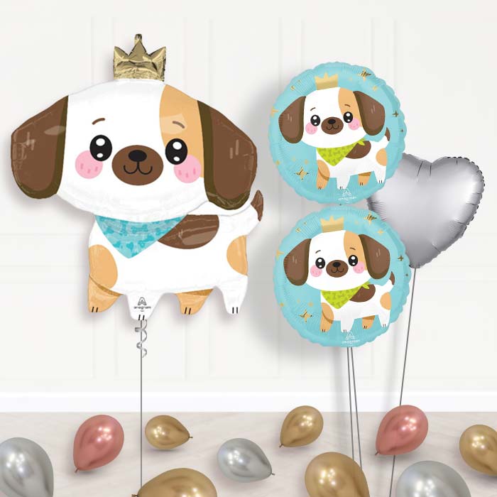 Kawaii Puppy Balloon Bouquet Delivery-Giant Balloon + 2 Themed Balloons + 1 Plain Balloon + Mini Balloons 