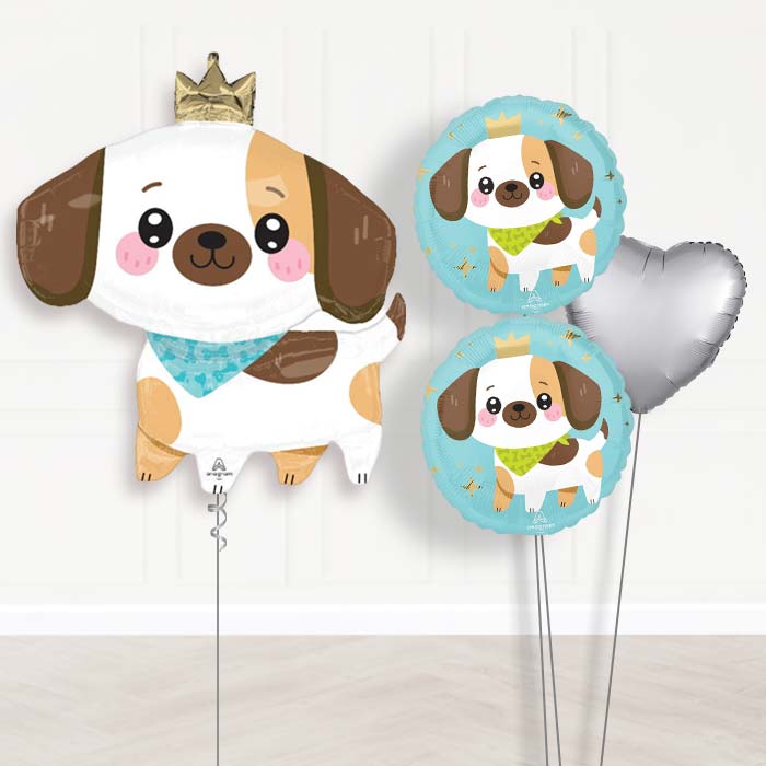 Kawaii Puppy Balloon Bouquet Delivery-Giant Balloon + 2 Themed Balloons + 1 Plain Balloon 