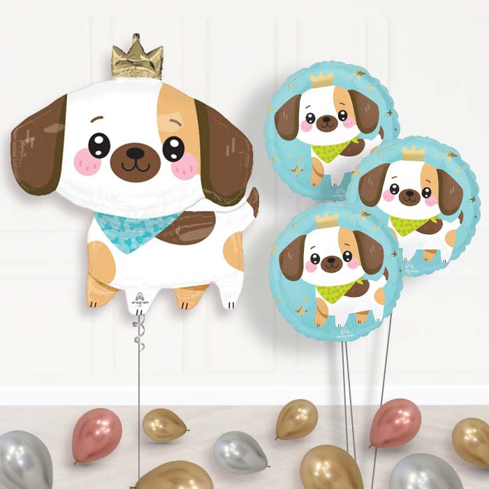 Kawaii Puppy Balloon Bouquet Delivery - 1 x Giant Balloon with Themed Bouquet and Latex | Party Save Smile