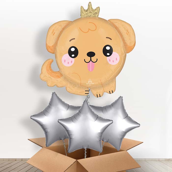 Kawaii Puppy Supershape Helium Balloon in a Box - with 3 Plain Balloons | Party Save Smile
