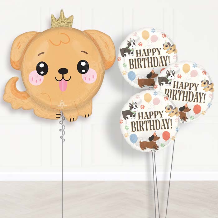 Kawaii Puppy Helium Balloon Bouquet Delivery - 1 x Giant Balloon with Themed Bouquet | Party Save Smile