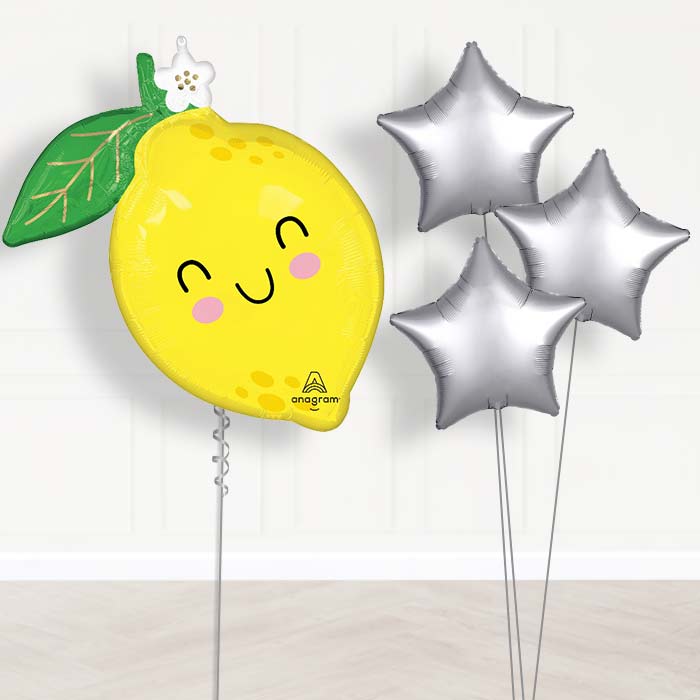 Lemon Balloon Bouquet Delivery - 1 x Giant Balloon with Plain Bouquet | Party Save Smile