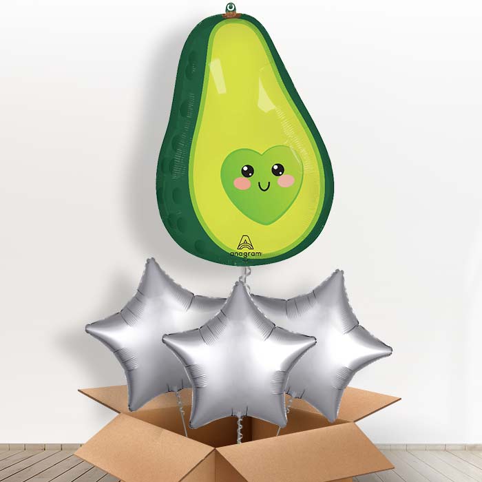 Avocado Helium Balloon in a Box - with 3 Plain Balloons | Party Save Smile