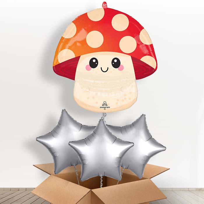 Mushroom Little Truffle Helium Balloon in a Box - with 3 Plain Balloons | Party Save Smile