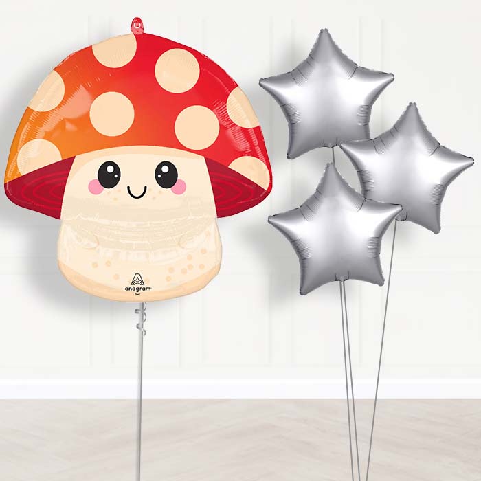 Mushroom Little Truffle Balloon Bouquet Delivery - 1 x Giant Balloon with Plain Bouquet | Party Save Smile