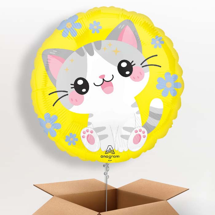 Kawaii Kitten Helium Balloon in a Box - 1 Balloon | Party Save Smile