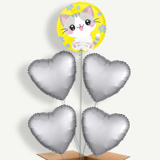 Kawaii Kitten Balloon Cluster Inflated with Helium | Party Save Smile
