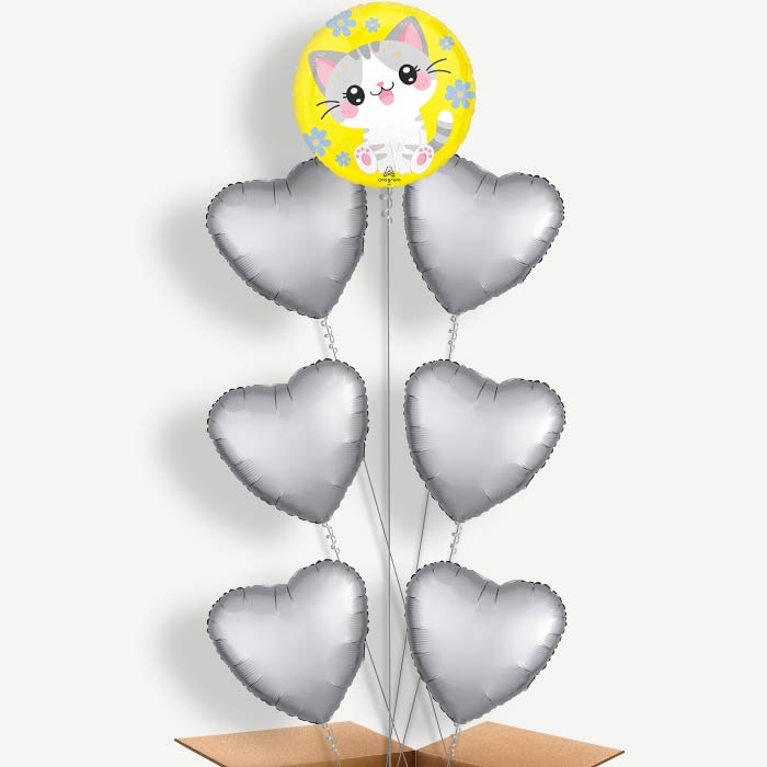 Kawaii Kitten Balloon Arrangement Inflated with Helium | Party Save Smile