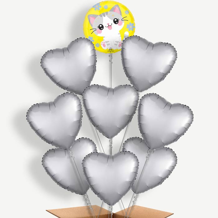 Kawaii Kitten Balloon Bundle Inflated with Helium | Party Save Smile