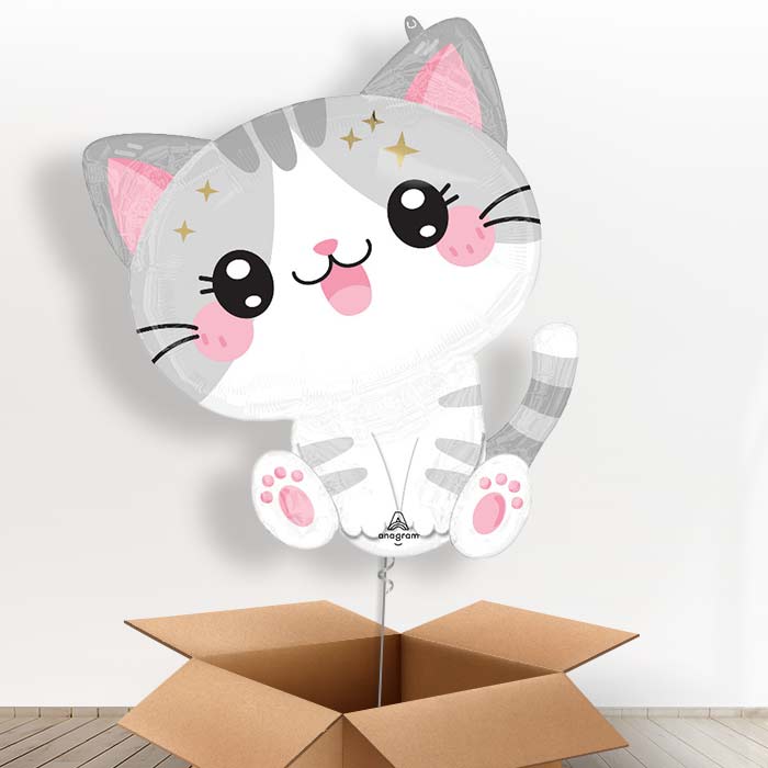 Kawaii Kitten Giant Helium Balloon in a Box - 1 x Giant Balloon | Party Save Smile