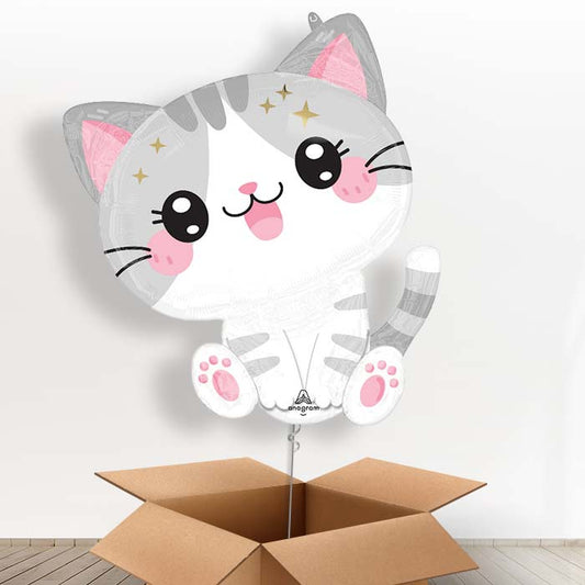 Kawaii Kitten Giant Helium Balloon in a Box - 1 x Giant Balloon | Party Save Smile