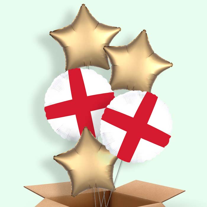 England Cross of St George Helium Balloons Delivered - 5 Balloons | Party Save Smile
