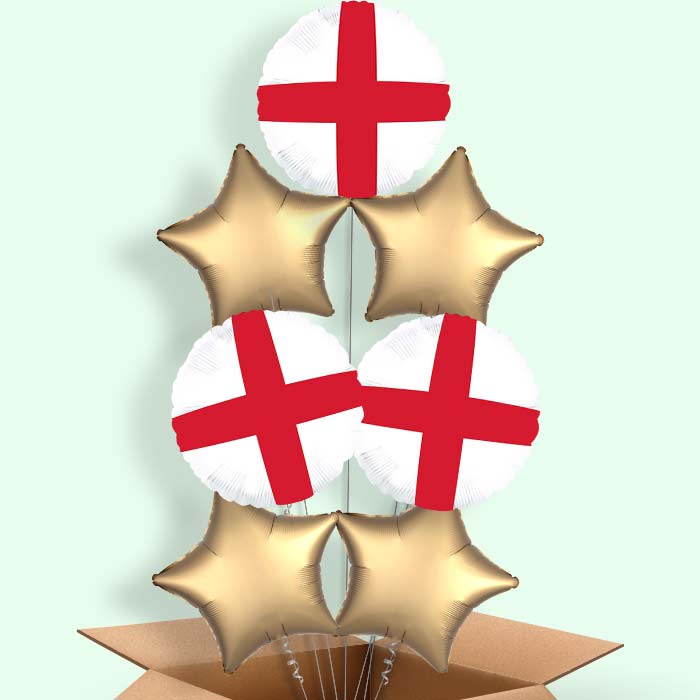 England Cross of St George Helium Balloons Delivered - 7 Balloons | Party Save Smile