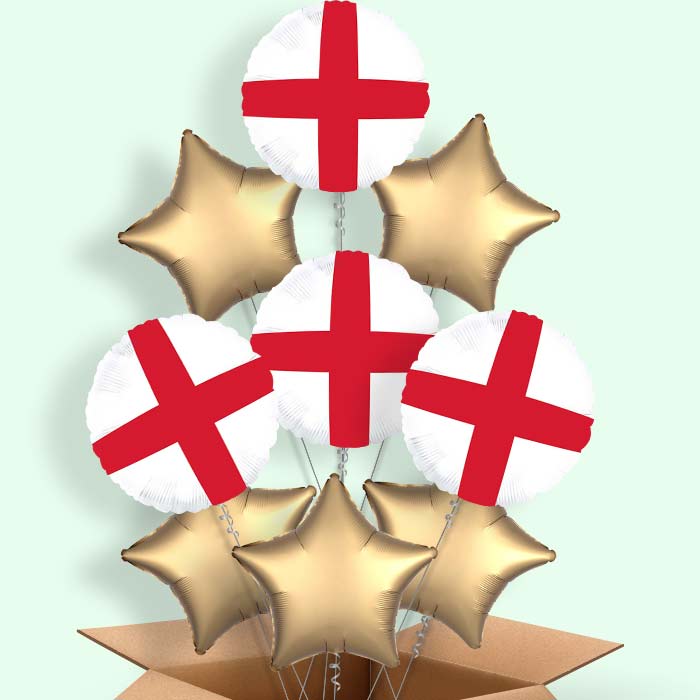 England Cross of St George Helium Balloons Delivered - 9 Balloons | Party Save Smile