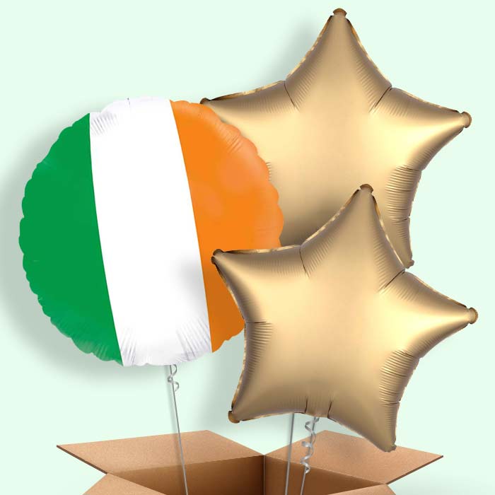 Ireland Flag Helium Balloons Delivered - 3 Balloons | Party Save Smile
