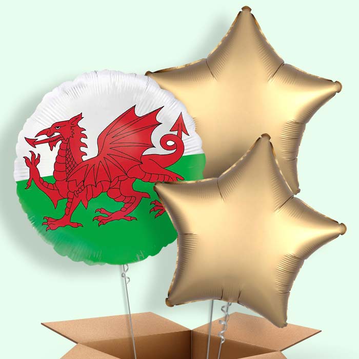 Wales Flag Helium Balloons Delivered - 3 Balloons | Party Save Smile