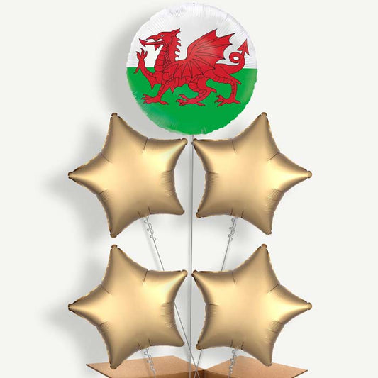 Wales Flag 5 Helium Cluster Balloons | Party Save Smile