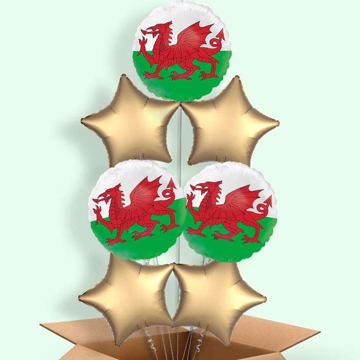 Wales Flag Helium Balloons Delivered - 7 Balloons | Party Save Smile