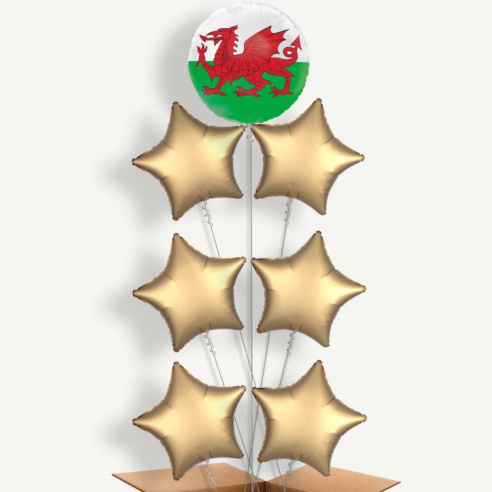 Wales Flag 7 Helium Balloon Arrangement | Party Save Smile