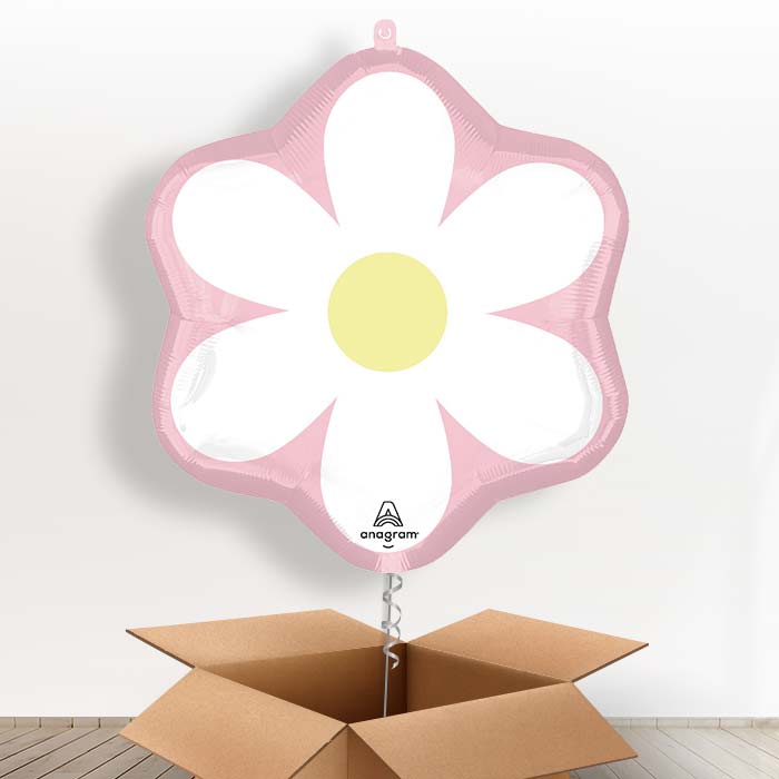 Pink Daisy Helium Balloon in a Box - 1 x Giant Balloon | Party Save Smile