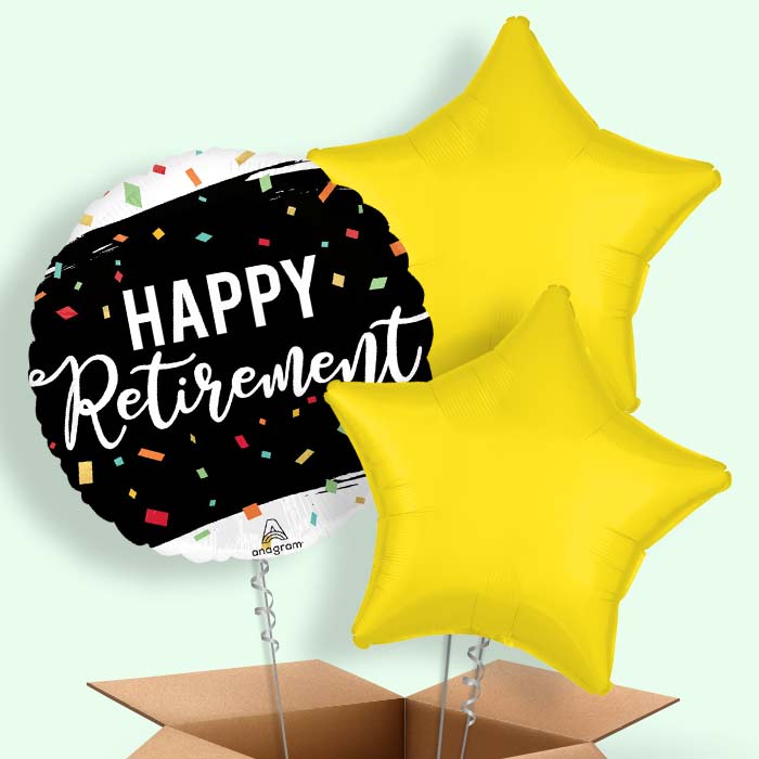 Happy Retirement Dots Helium Balloon in a Box - 3 Balloons | Party Save Smile