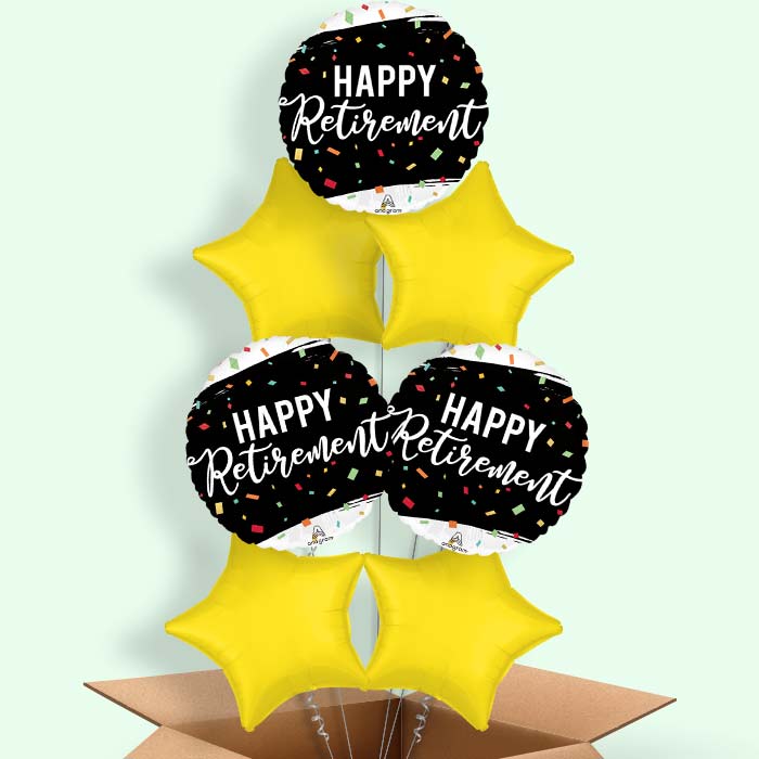 Happy Retirement Dots Helium Balloon in a Box - 7 Balloons | Party Save Smile