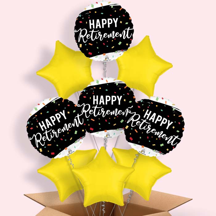 Happy Retirement Dots Helium Balloon in a Box - 9 Balloons | Party Save Smile