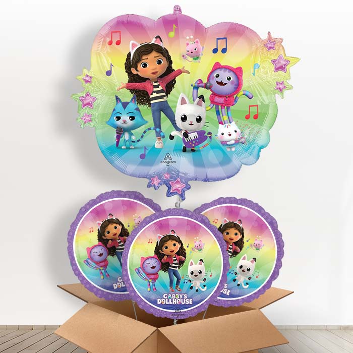 Gabby's Dollhouse & Friends Giant Helium Balloon in a Box - with 3 Themed Balloons | Party Save Smile