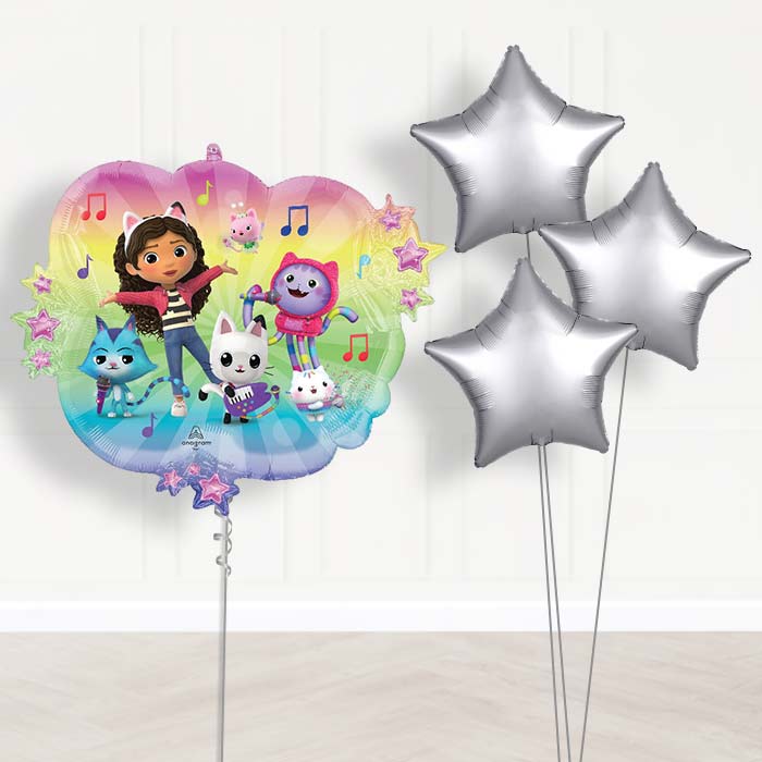 Gabby's Dollhouse & Friends Balloon Bouquet Delivery - 1 x Giant Balloon with Plain Bouquet | Party Save Smile