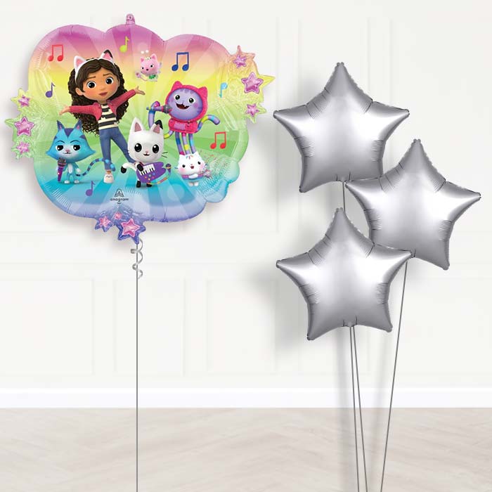 Gabby's Dollhouse & Friends Balloon Bouquet Delivery - 1 x Giant Balloon with Plain Bouquet | Party Save Smile