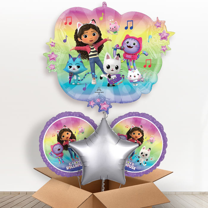 Gabby's Dollhouse & Friends Giant Helium Balloon in a Box-1 x Giant Balloon and 2 Themed Balloons and 1 Plain Balloon 