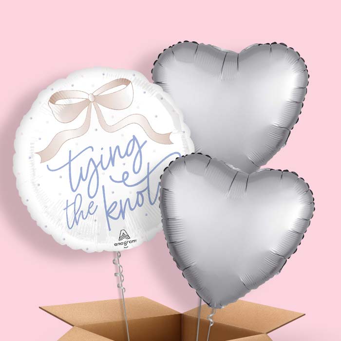 Floral Wedding Tying the Knot Helium Balloon in a Box - 3 Balloons | Party Save Smile