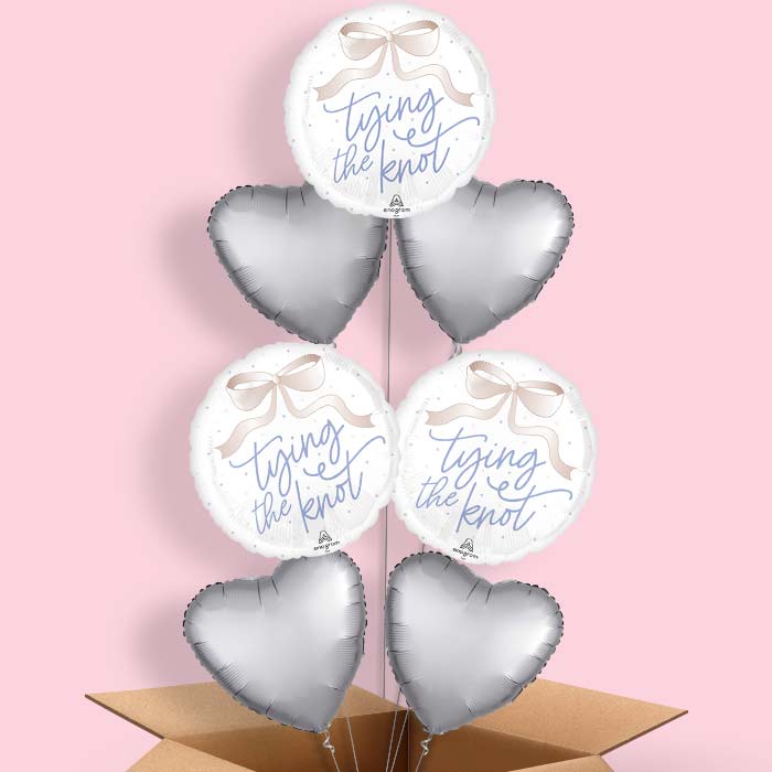 Floral Wedding Tying the Knot Helium Balloon in a Box - 7 Balloons | Party Save Smile