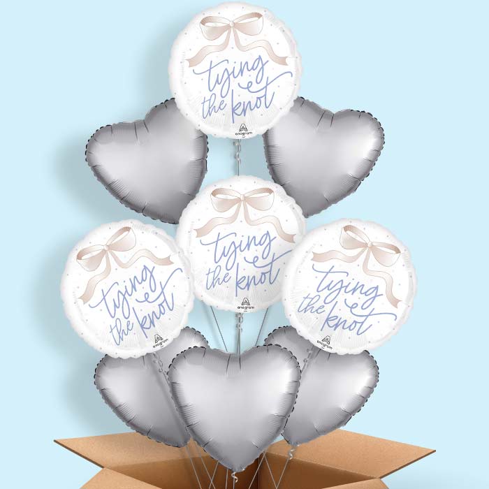 Floral Wedding Tying the Knot Helium Balloon in a Box - 9 Balloons | Party Save Smile