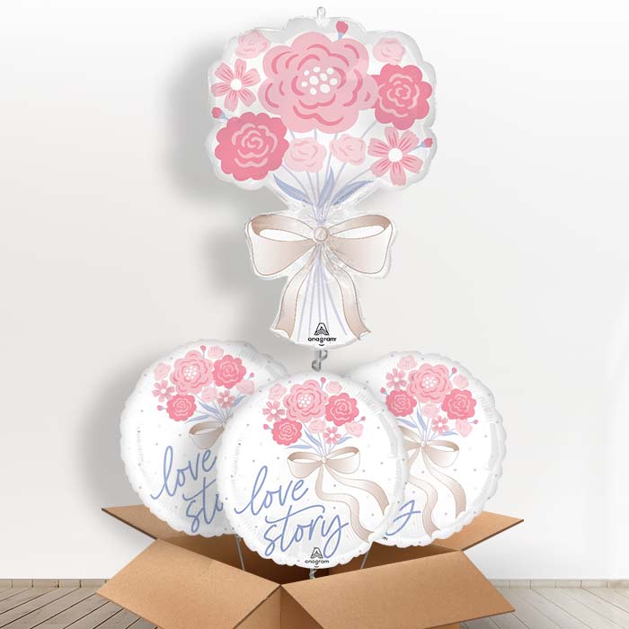 Floral Bouquet Tying the Knot Wedding Helium Balloon in a Box