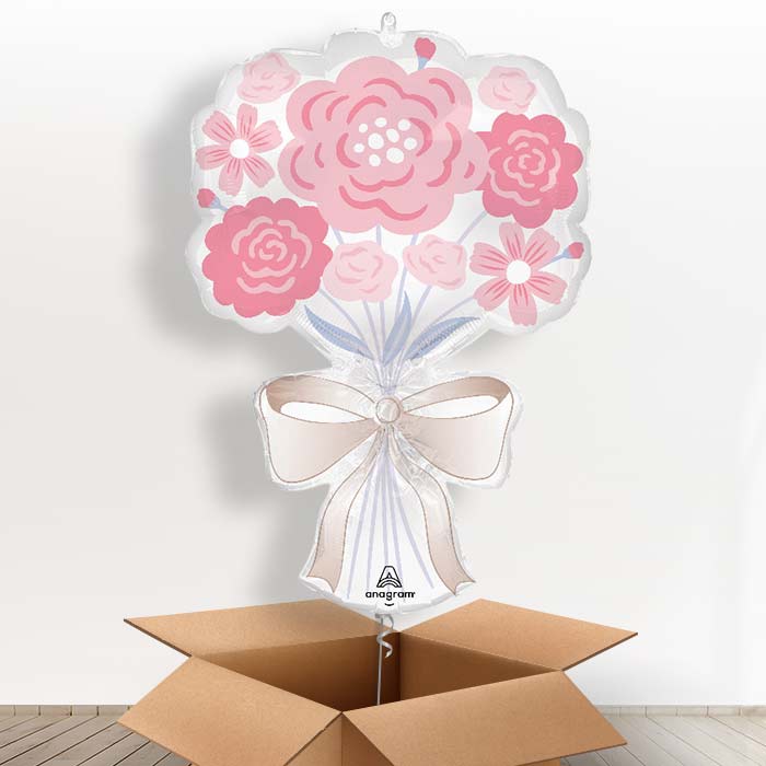 Floral Bouquet Tying the Knot Wedding Helium Balloon in a Box - 1 x Giant Balloon | Party Save Smile