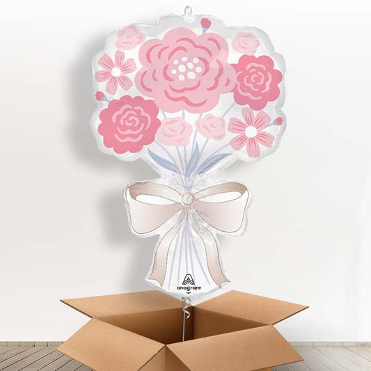 Floral Bouquet Tying the Knot Wedding Helium Balloon in a Box - 1 x Giant Balloon | Party Save Smile