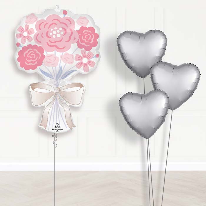 Floral Bouquet Tying the Knot Wedding Balloon Bouquet Delivery - 1 x Giant Balloon with Plain Bouquet | Party Save Smile