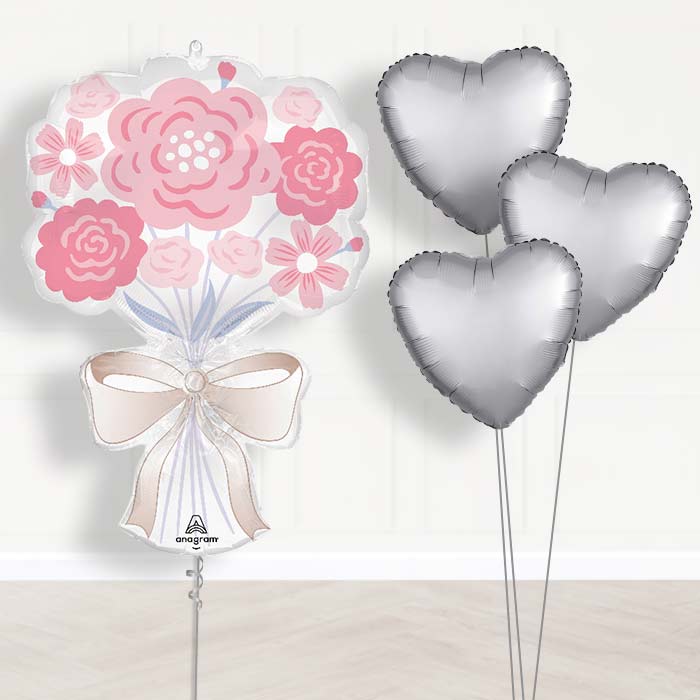 Floral Bouquet Tying the Knot Wedding Balloon Bouquet Delivery - 1 x Giant Balloon with Plain Bouquet | Party Save Smile