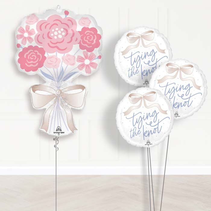 Floral Bouquet Tying the Knot Wedding Balloon Bouquet Delivery - 1 x Giant Balloon with Themed Bouquet | Party Save Smile
