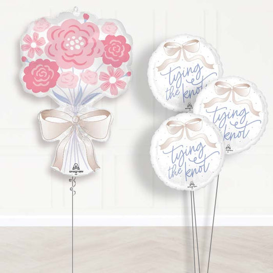 Floral Bouquet Tying the Knot Wedding Balloon Bouquet Delivery - 1 x Giant Balloon with Themed Bouquet | Party Save Smile