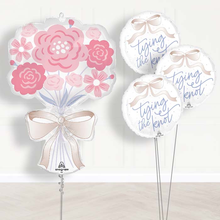 Floral Bouquet Tying the Knot Wedding Balloon Bouquet Delivery - 1 x Giant Balloon with Themed Bouquet | Party Save Smile