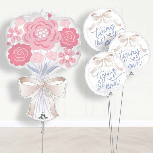 Floral Bouquet Tying the Knot Wedding Balloon Bouquet Delivery - 1 x Giant Balloon with Themed Bouquet | Party Save Smile