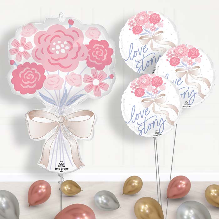 Floral Bouquet Tying the Knot Wedding Balloon Bouquet Delivery