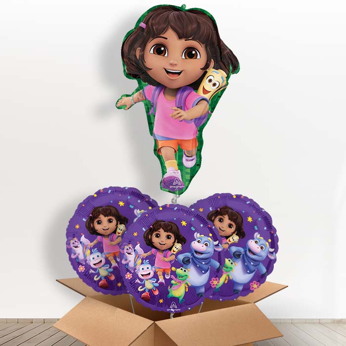 Dora the Explorer Giant Helium Balloon in a Box - with 3 Themed Balloons | Party Save Smile