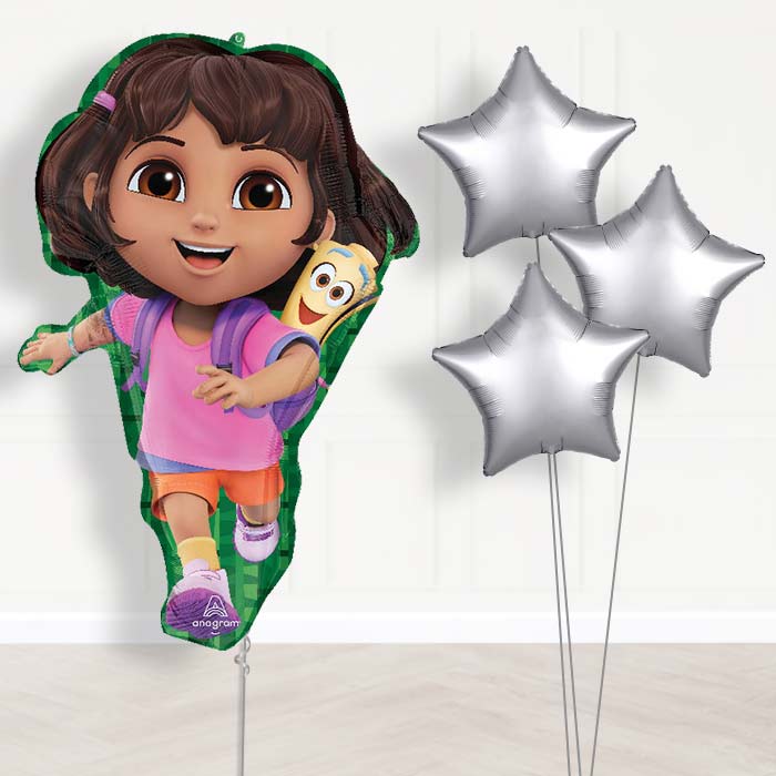 Dora the Explorer Balloon Bouquet Delivery - 1 x Giant Balloon with Plain Bouquet | Party Save Smile